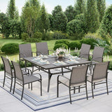 9-Piece Outdoor Patio Dining Set with Metal Steel Square Table