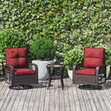 Aoxun 3 Piece Patio Chairs Set, Swivel Rocking Chairs for Patio, Wicker Bistro Set