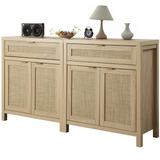 Sideboard Buffet Cabinet Rattan Credenza Storage Cabinet