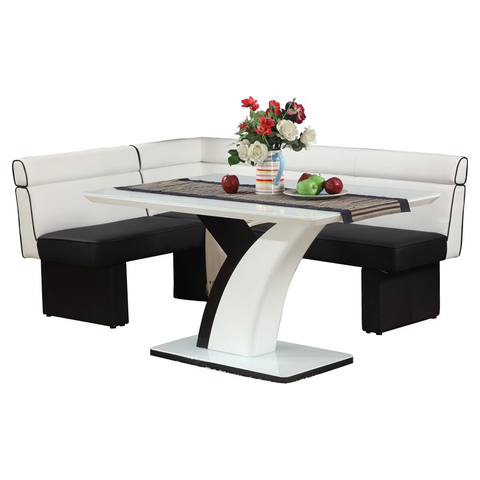 Metal and Wood Dining Set with "Y" Shaped base in White/Black