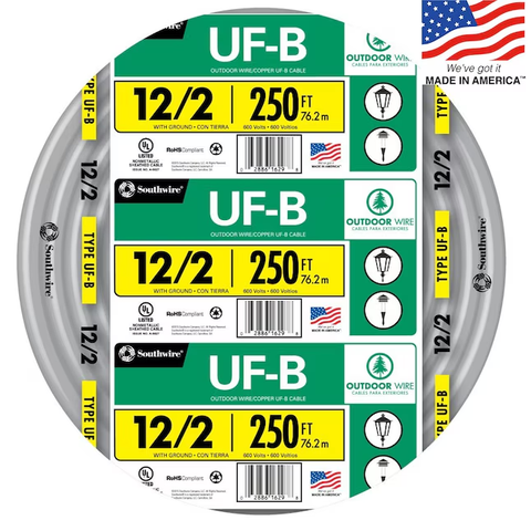 Southwire 250-ft 12/2 Solid UF-B Wire W/G (By-the-roll)