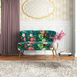 Claudie Flora Printed Armless Loveseat with Metal Legs