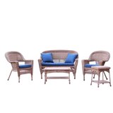 5 Piece Resin Wicker Outdoor Patio Conversation Set in Honey