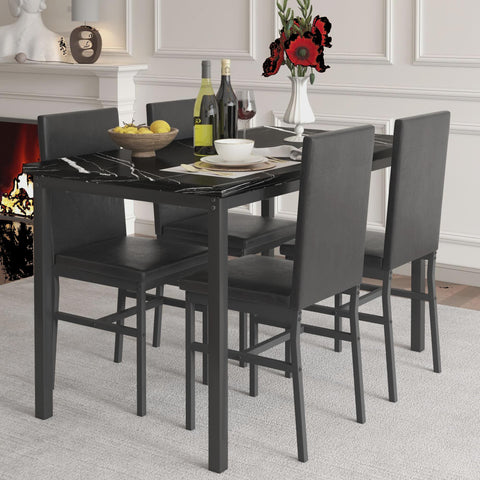 5 Piece Kitchen Dining Table and Chair Set, Dining Room Table Set