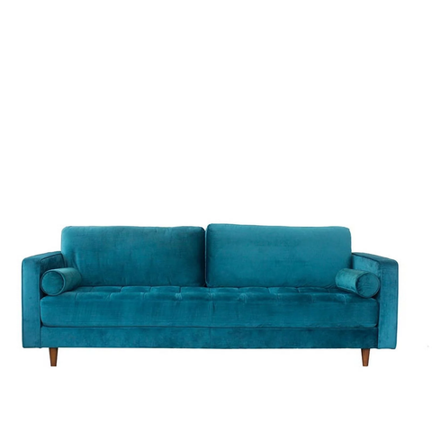 Mid-Century Modern Demi Teal Velvet Sofa