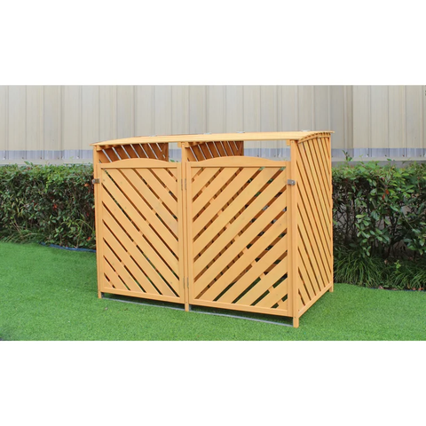 Hanover Outdoor 4.88 ft. x 3.01 ft. Wooden Trash Bin and Recyclables Storage Shed