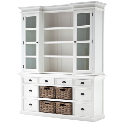 NovaSolo Provence Storage Cabinet with Hutch in Pure White