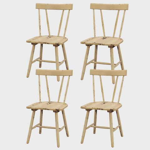 Set of 4 Dining Chairs Windsor Chairs Wood Armless Chairs w/ Solid Rubber Wood