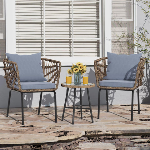 3-Piece Outdoor Patio Set, Outdoor Wicker Rattan Conversation Bistro Sets