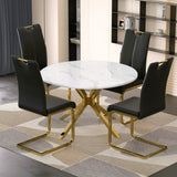 47" Luxurious Round Modern Faux Marble Dining Table Sets for 4,5 Pieces Dining Room Set