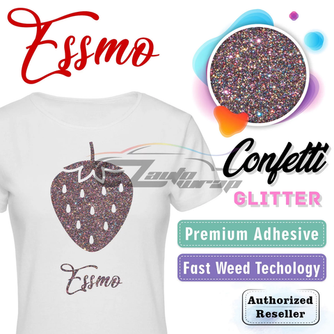 ESSMO Confetti Glitter Heat Transfer Vinyl HTV Sheet T-Shirt 20" Wide Iron On Heat Press DG05 20"x12"