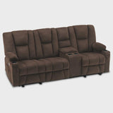 Power Reclining Sofa with Heat and Massage 3-Seat Dual Recliner Sofa