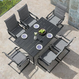 Outdoor Dining Set, Outdoor Padded Textilene Patio Chairs and Square Dining Table with Umbrella Hole, Grey