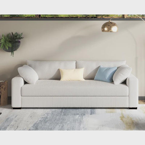 Roussel Modern 3 Seater Floor Sofa with Soft Corduroy Upholstered