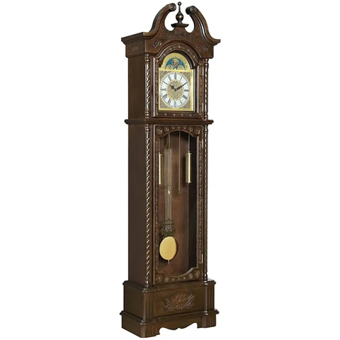 Traditional Wood Grandfather Clock with Chime in Brown