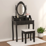 Makeup Vanity Set with Oval Mirror & Stool