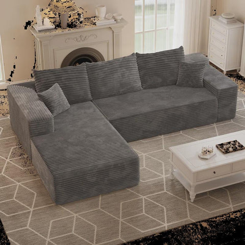 2 - Piece Corduroy Sofa-Left Hand Facing