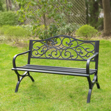 50 Inches Outdoor Garden Bench,Cast Iron Patio Park Bench Metal Frame