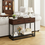 Console Table with Drawers and Storage Shelf