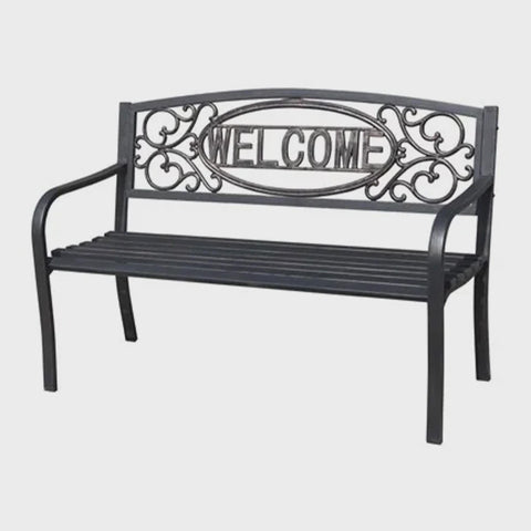 Welcome Steel Park Bench, 500 Pound Capacity, Black