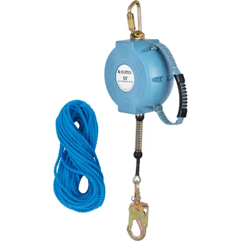 50'L Contractor Self Retracting Lifeline, Galvanized Cable