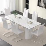 Luxurious Modern Dining Table Sets for 6: Sintered Stone Table with 6 PU Leather Chairs