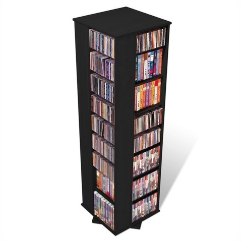 64" 4-Sided CD DVD Spinning Media Storage Tower in Black