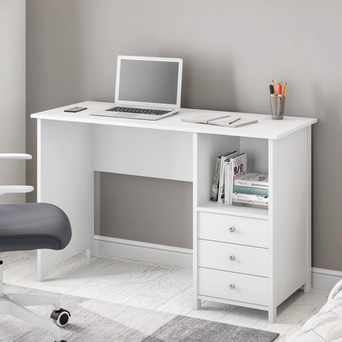 Techni Mobili Contemporary 3-Drawer Computer Desk, White