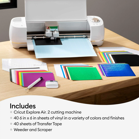 Cricut Explore Air 2 Bundle - Daybreak Machine, Tools, 80 Sheets Vinyl & Transfer Tape & Digital Content