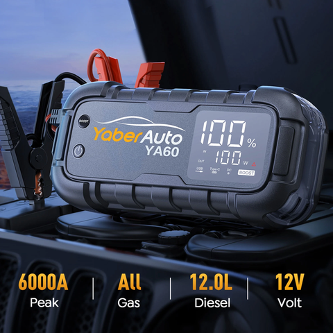 Car Battery Jump Starter 6000A 26800mAh Powerful Portable Jump Box for All Gas and 12L Diesel Engines