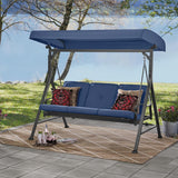 Belden Park 3 Person Convertible Daybed Outdoor Steel Porch Swing with Canopy