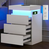 Modern LED Nightstand with 3 Drawers