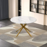 47" Luxurious Round Modern Faux Marble Dining Table