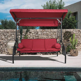 Outdoor Patio Swing Chair with Stand,3 Seat Porch Swing,Swing Hammock with Adjustable Canopy