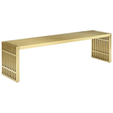 Modway Gridiron 17" x 60" Modern Stainless Steel Bench in Gold Finish