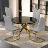 47" Luxurious Round Modern Faux Marble Dining Table Sets for 4,5 Pieces Dining Room Set