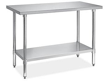 Economy Stainless Steel Worktable with Bottom Shelf - 48 x 24"