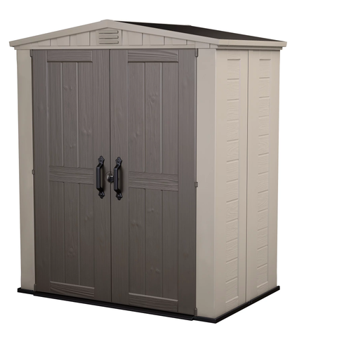 Keter Factor 6x 3 Outdoor Resin Shed, Lawn and Garden Storage, Beige and Taupe