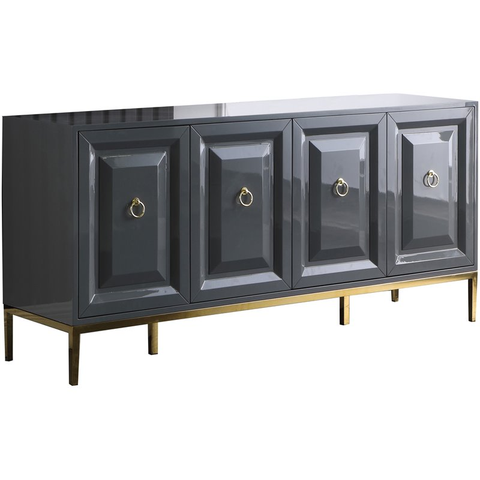 65" Modern Wood Sideboard with Gold Accents in Gray