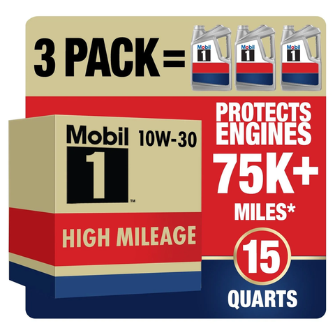 High Mileage Full Synthetic Motor Oil 10W-30, 5 qt (3 Pack)