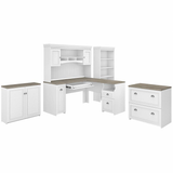 Fairview L Desk 5 Pc Office Set with Storage Engineered Wood