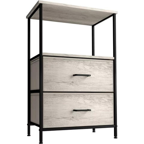 Nightstand with 3 Drawers - Bedside Table with Steel Frame