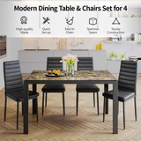 Tempered Glass Dining Table Set for 4, Kitchen Table with 4 Back Support Chairs