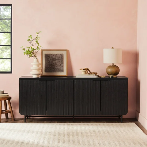 69” Scandinavian 4-Door Reeded-Front Sideboard