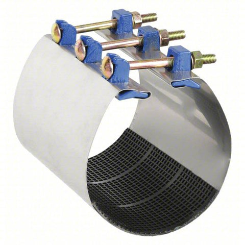 Repair Clamp: For 4 in Pipe, 9 in Overall Lg, 304 Stainless Steel, Nitrile Rubber Gasket