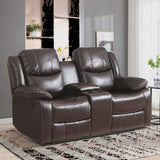 72.8" Wide Breathable Leather Cushion Back Manual Reclining Loveseat with Storage