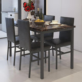 Dining Table Set for 4, Wood Dine Table with 4 Velvet Chairs