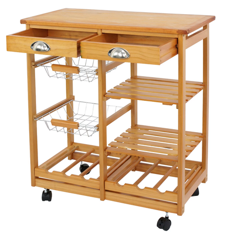 Rolling Wood Kitchen Cart