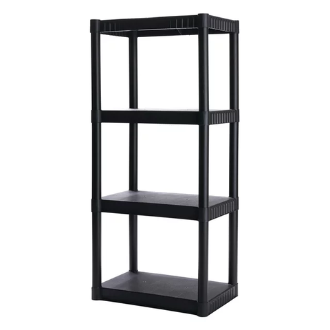 4-Shelf Standard Duty Plastic Storage Shelves, 48” x 21” x 14”, 200lb Capacity