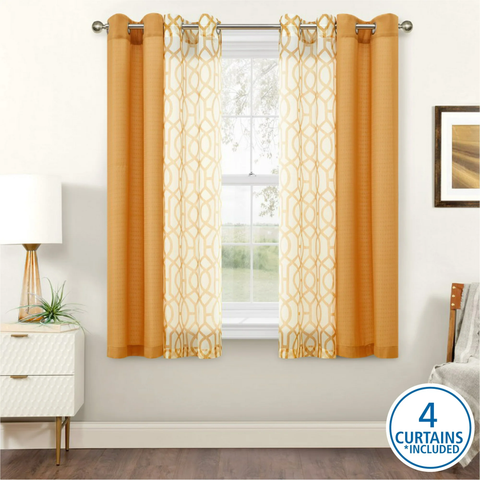 Mainstays Kingswood Curtain Set 27.5" x 63" Brown Sugar